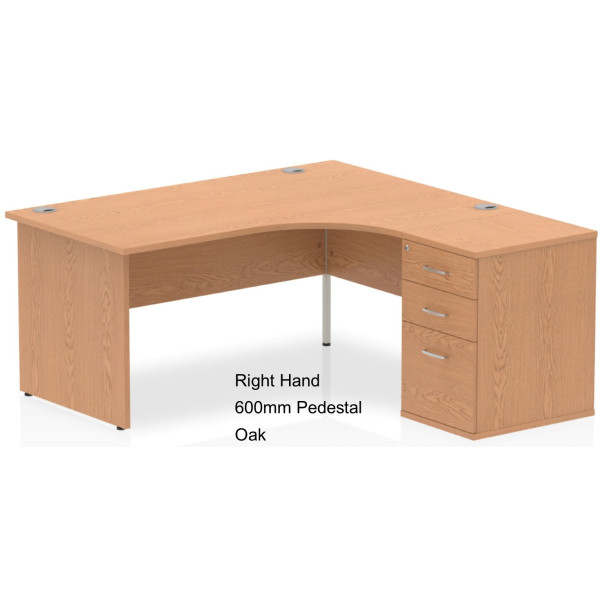 Rayleigh Panel End Desk with 600 Deep Pedestal